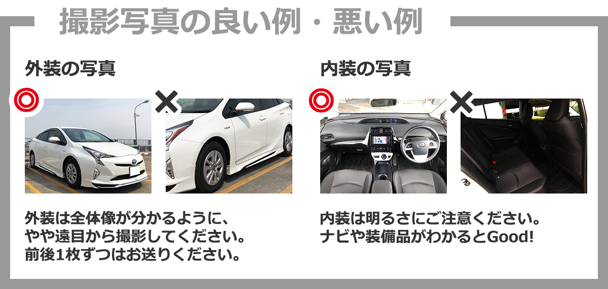 お車の査定用写真の撮り方